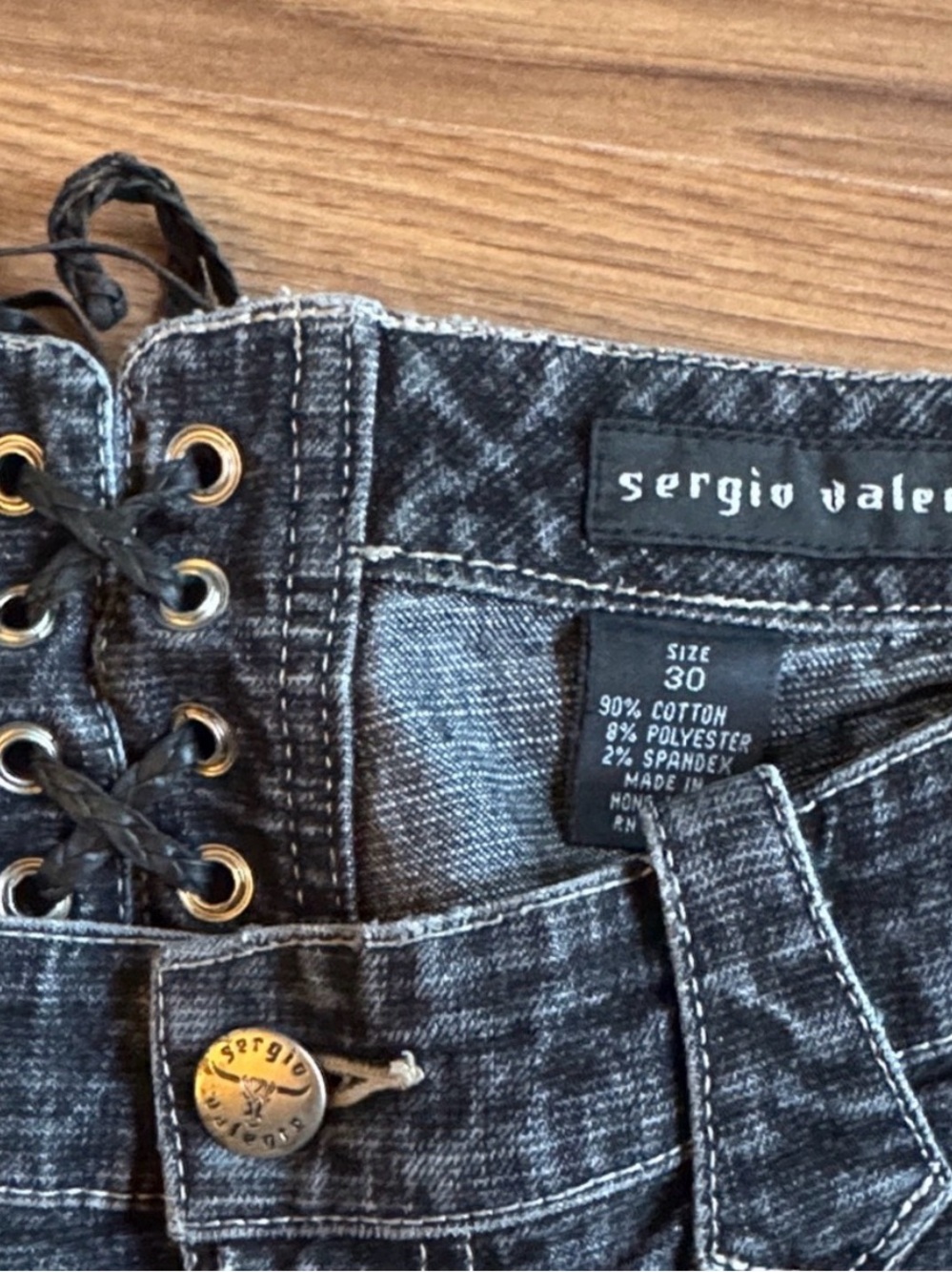 🖤 Rare Y2K Sergio Valente Lace-Up Wide Leg Jeans Size 30